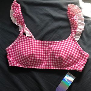 Pink Checkered Bathing Suit Top